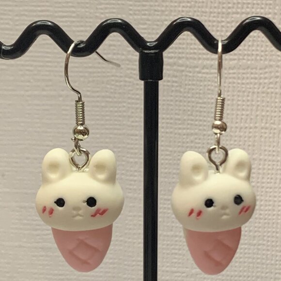 Bunny Earring, Easter Earring, Rabbit Earring, Gift Idea, Ice Cream Cone Earring - Picture 3 of 5